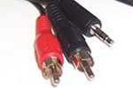Audio Lead 3.5mm plug to 2 x Phono Plug (RCA) 1 metre - CPC 