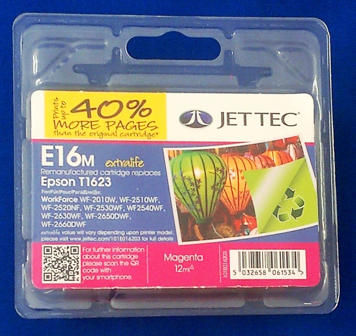 JetTec E16M Epson WorkForce  Magenta Cartridges (T1623/T1633) 